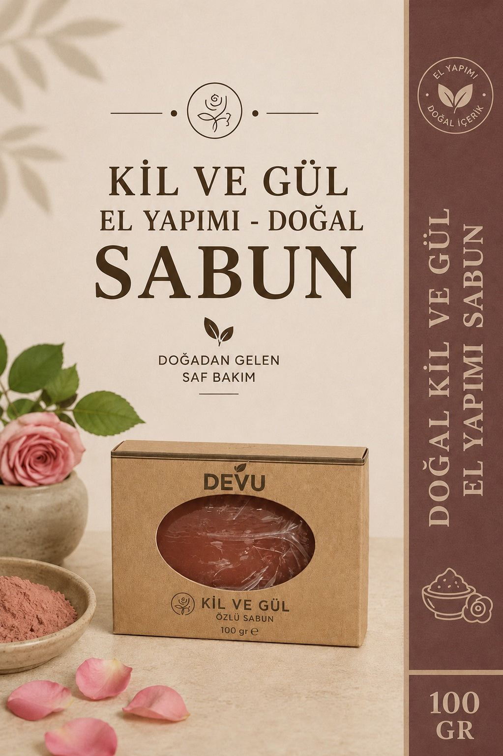 Kil ve Gül Özlü El Yapımı Doğal Sabun