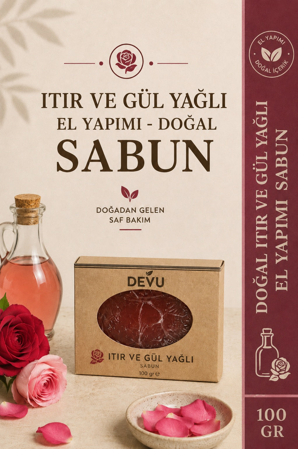 Itır ve Gül Yağlı El Yapımı Doğal Sabun