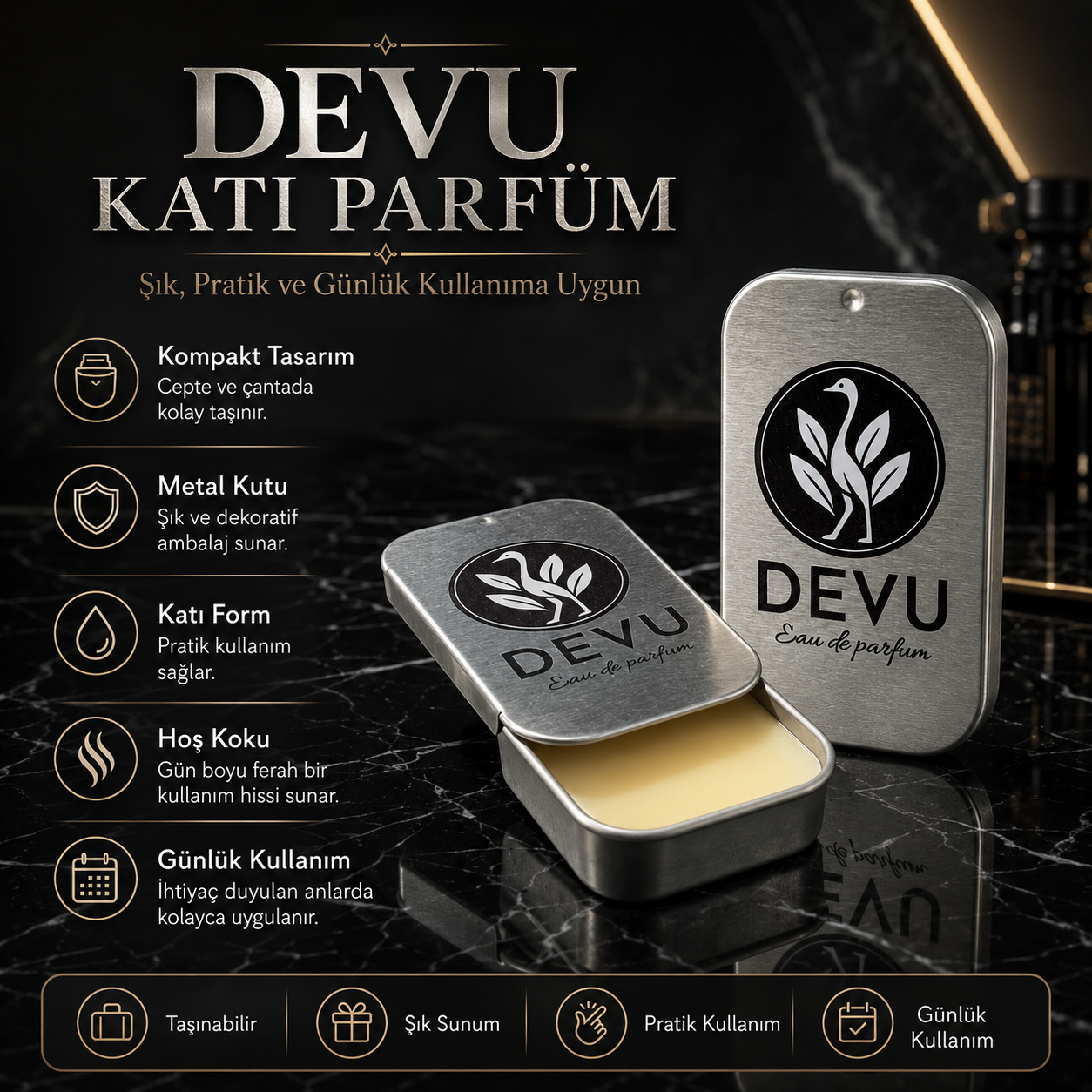 Intense Katı Parfüm Unisex Kalıcı Cep Parfümü