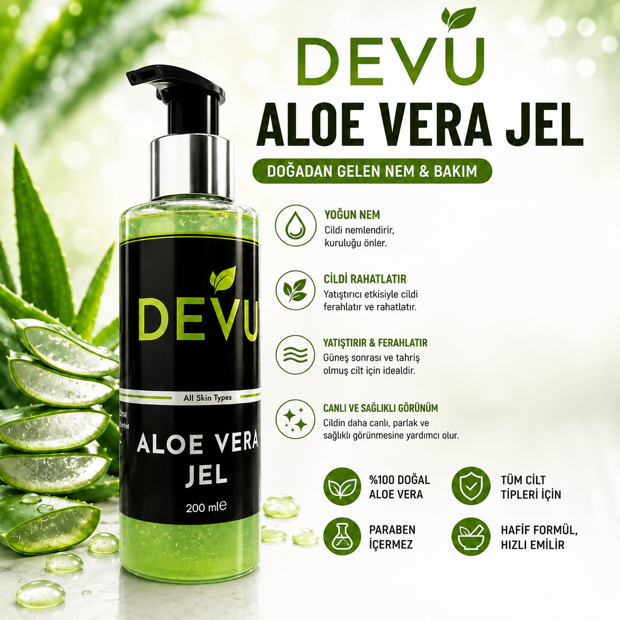 Doğal Aloe Vera Jel 200 ml