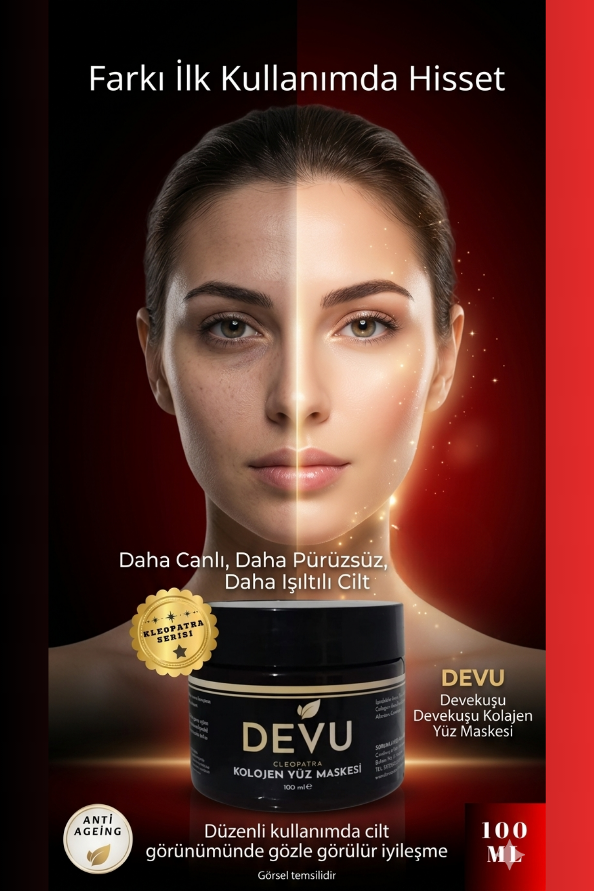 Yaşlanma Karşıtı DeveKuşu Kolajen Yüz Maskesi