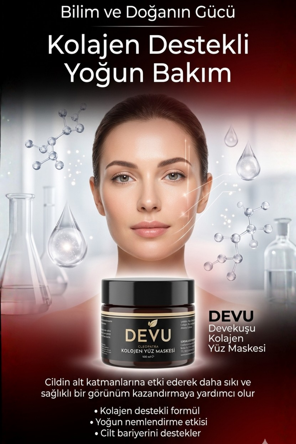 Devu B Yaşlanma Karşıtı DeveKuşu Kolajen Yüz Maskesi – DEVU