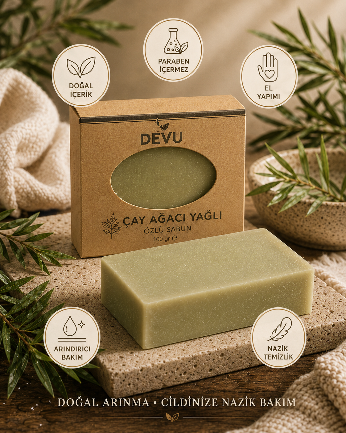 Çay Ağacı Yağlı El Yapımı Doğal Sabun