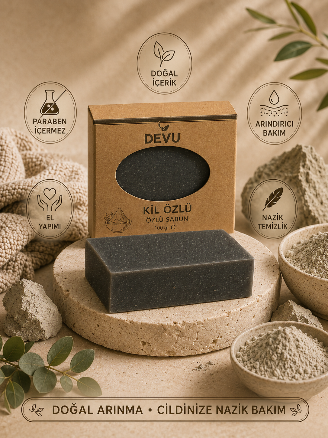 El Yapımı Doğal Sabun Kil Özlü Doğal Sabun