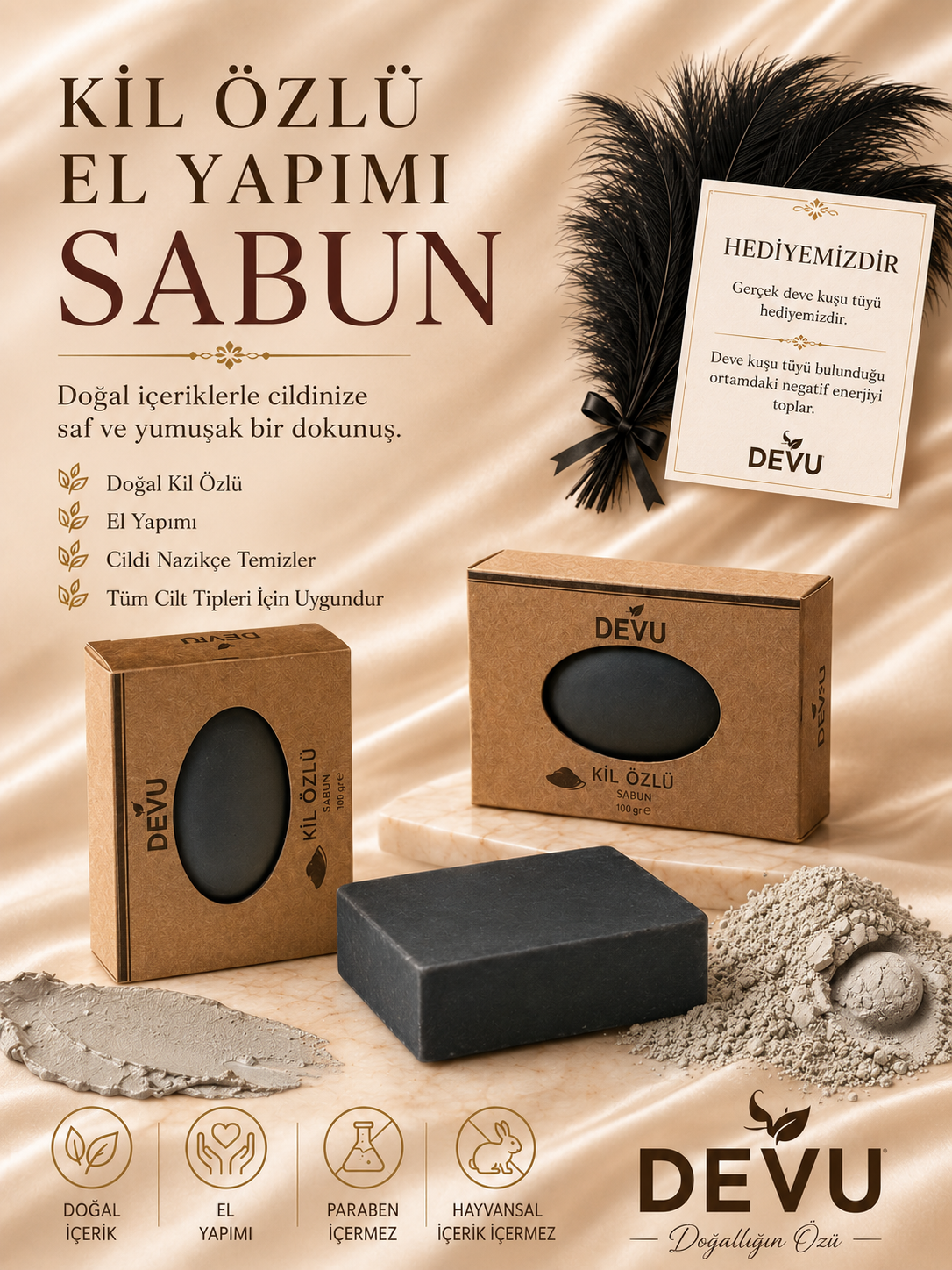 El Yapımı Doğal Sabun Kil Özlü Doğal Sabun