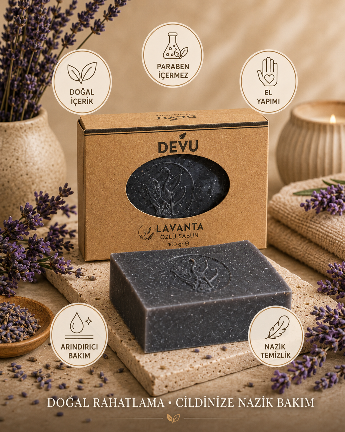 Lavanta Özlü Doğal El Yapımı Sabun